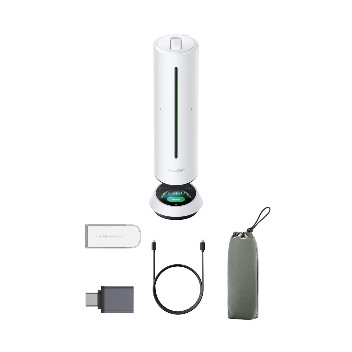 Insta360 Wave AI Conference Speakerphone with Bluetooth, Noise-Canceling Mics, Beamforming, Zoom Certified, AI Transcription & Summary, 32GB Storage for Meetings, Podcasts, Home office and Livestreams