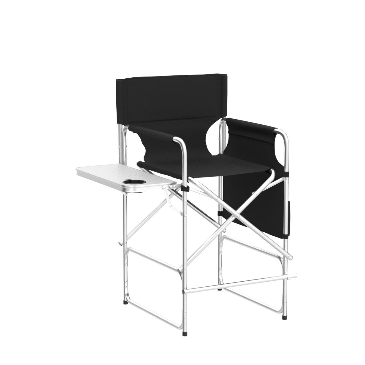 JXUFDHO Makeup Chair for Makeup Artist 41'',Tall Directors Chairs Foldable with Side Table Cup Holder Storage Bag and Footrest, Folding Chair Makeup Chair for Clients 400lbs Capacity
