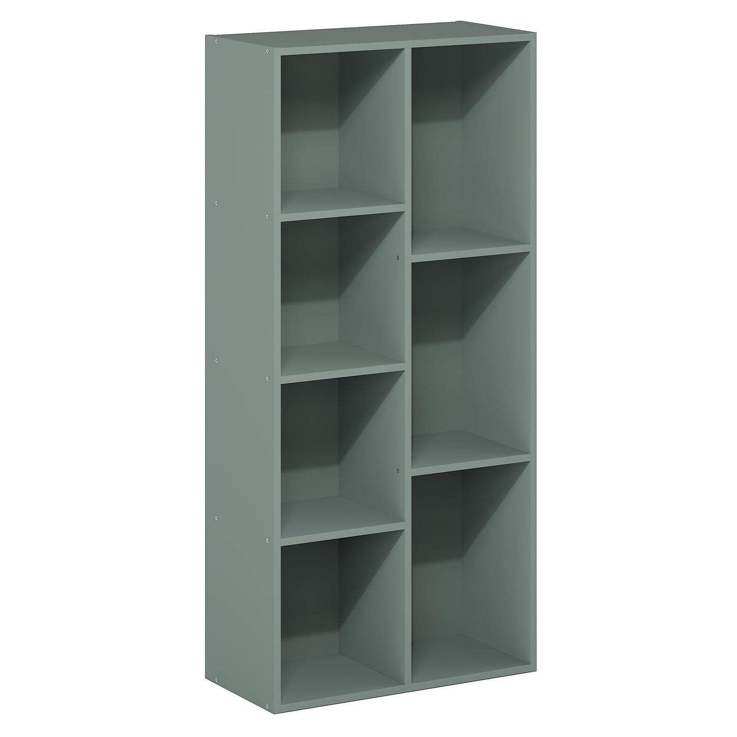 Furinno LUDER Book Shelf, 7-Cube Bookshelf, Bookcase with Open Shelves, 9.4 x 19.5 x 41.7, Easy Assembly, for Living Room, Bedroom, Home Office, Sage Green