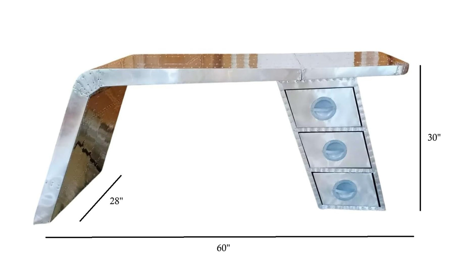 ARTIZANSTORE Industrial Aviator Wing Desk – Aluminum Home Office Desk Design Handmade Industrial Table Home and Office Decor