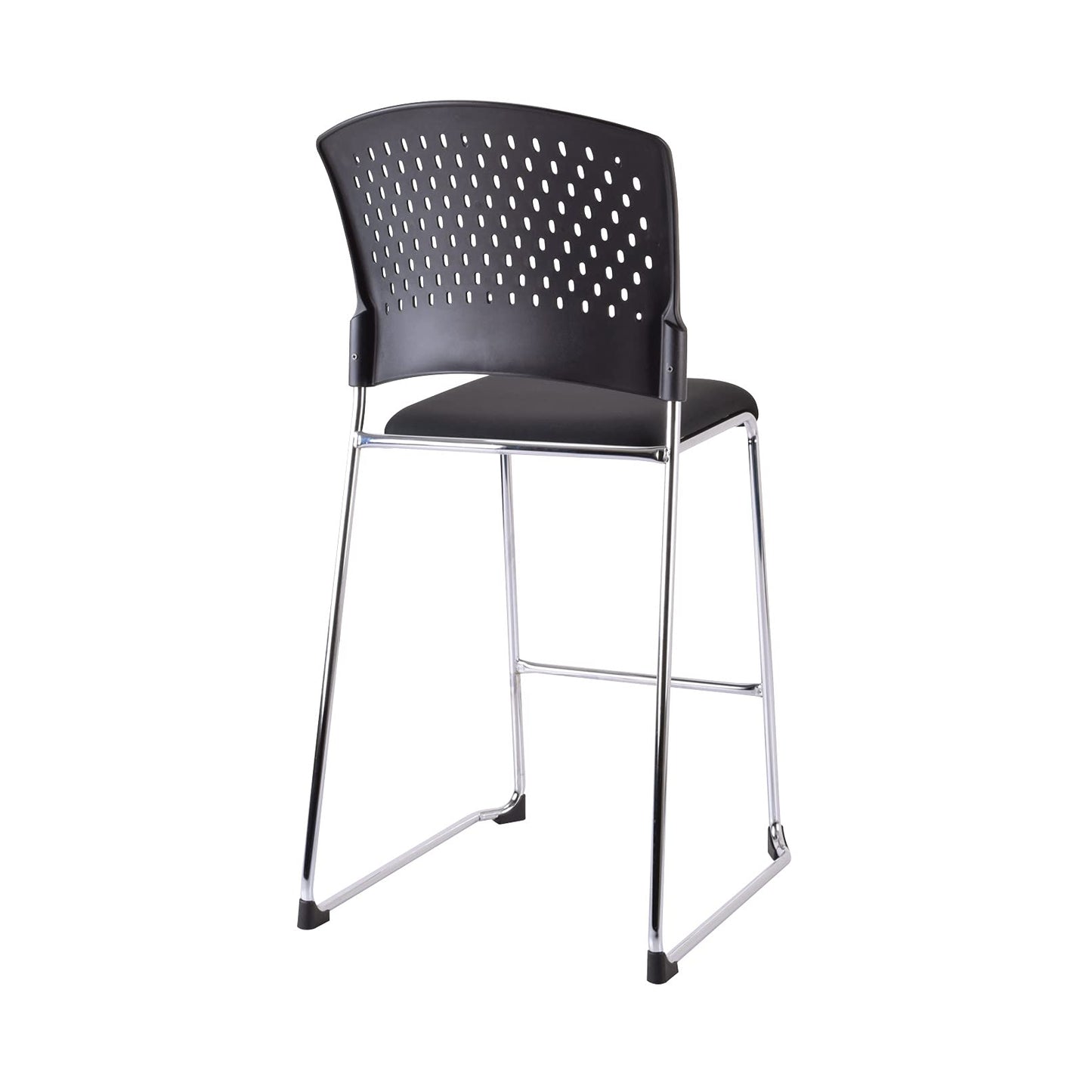 Office Star 886 Series Tall Stacking Visitor's Chair with Ventilated Plastic Back and Padded Seat, 4 Pack, Coal FreeFlex Black