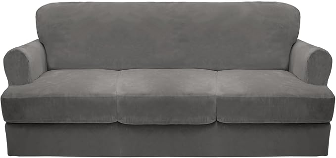 CUCRAF T Cushion Sofa Cover 4 Piece Slipcovers, Soft Thick Velvet Couch Cover