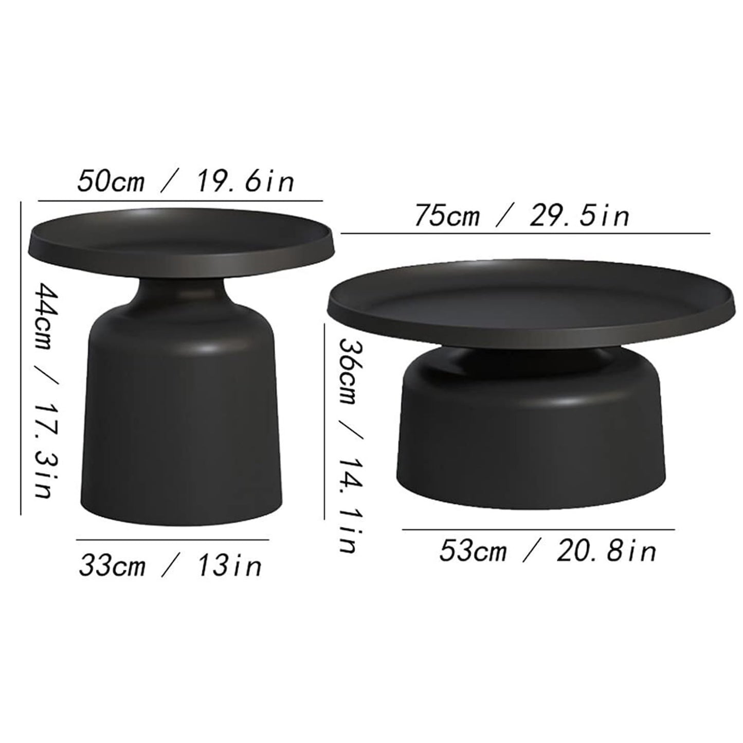 Zxarunas us Wide Solid End Coffee Table in Black, Handcrafted Boho-Style Accent Table for Living, Bedroom Or Home Office Coffee Table(W-Balck,Plástico)