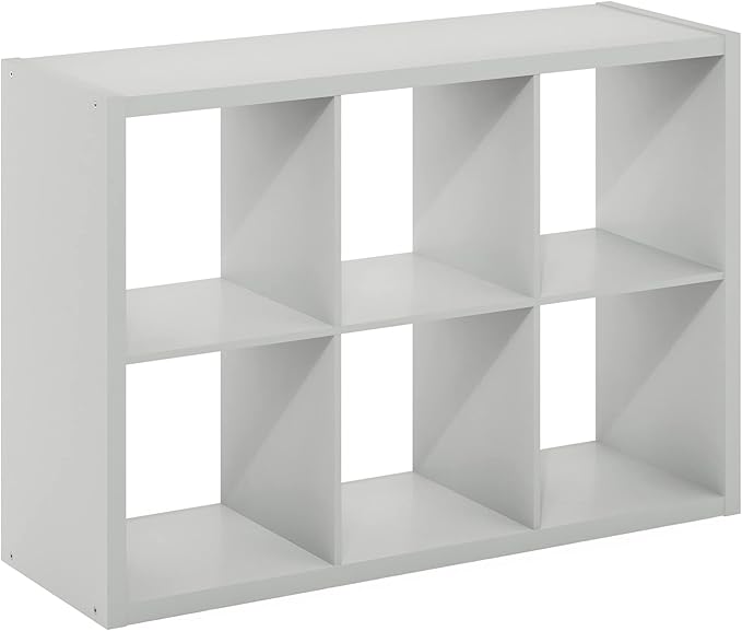 Furinno CUBICLE Book Shelf, 6-Cube Bookshelf, Extra Thick Frame Horizontally &