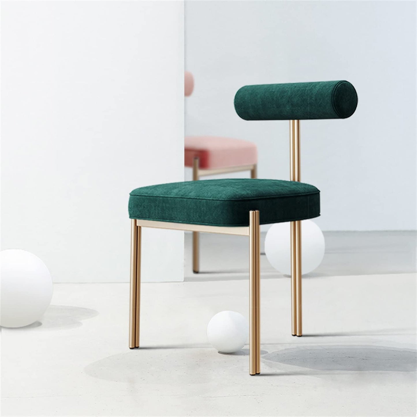 DQXWJZOTPO Dining Room Chair Accent Modern Nordic Lounge Chair Vanity Living Room Single Office Makeup Stool Minimalist Fauteuil Salon Home Furniture(Pink)