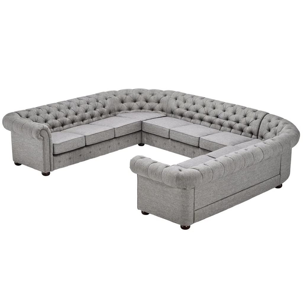 HSIJYGX 11-Seat Sectional Sofa Linen Sofa for Living Room(E)