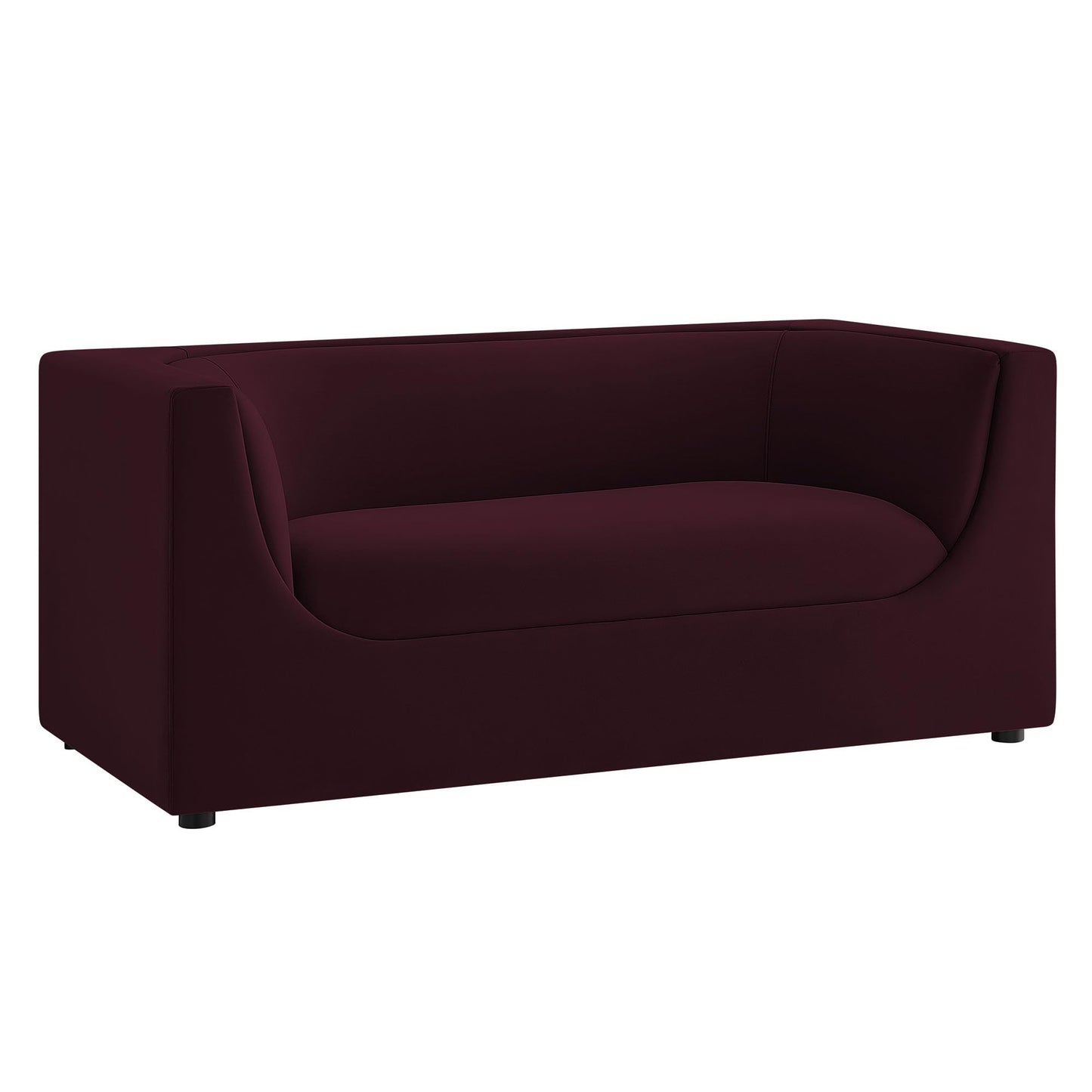 Modway Hilda 67 Inch Modern Curved Back Performance Velvet Loveseat in Mulberry – Plush Upholstered 2-Seat Sofa for Living Room, Apartment, Office