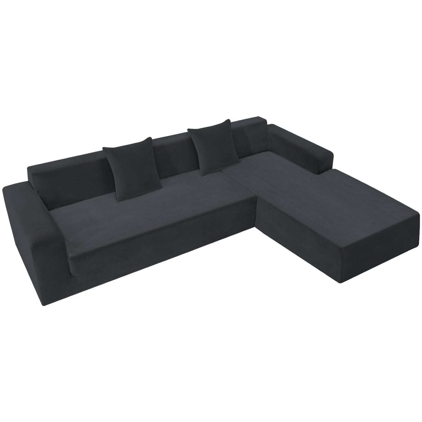 ZNSAYOTX 2026 Soft Velvet Sectional Couch Covers, Luxury Plush Slipcovers with Elastic Bottom for L Shape Sectional Sofa, 2 Pcs Pet Friendly Protector (3 Seat Couch + 2 Seat Chaise, Black)