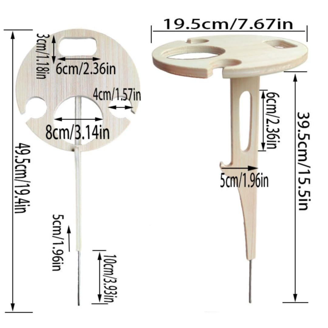 Snugluxe Outdoor Wooden Folding Wine Table, Ground Insert with Glass Holder