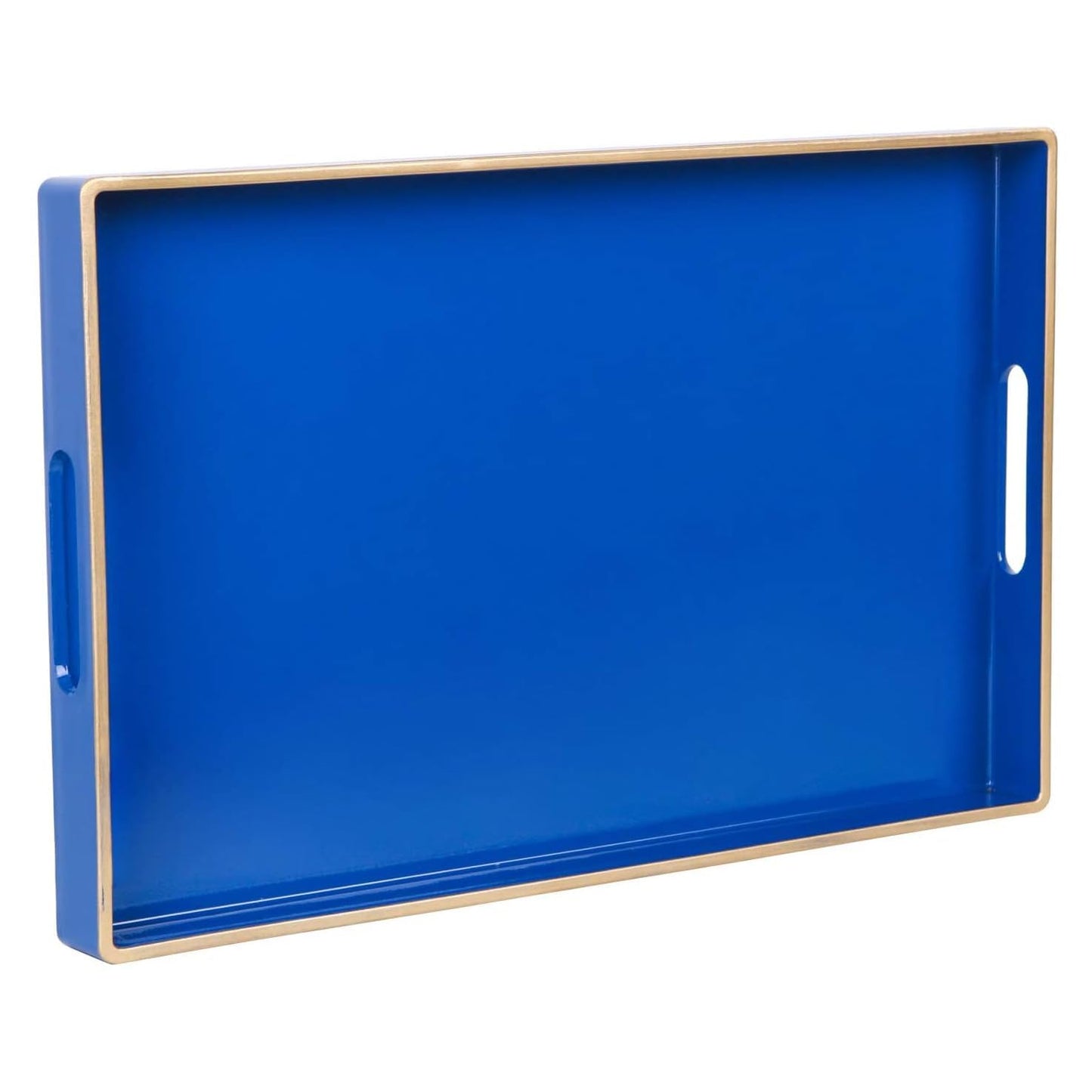 Zosenley Decorative Tray, Rectangular Plastic Tray with Handles, Modern Vanity Tray and Serving Tray for Bathroom, Kitchen, Ottoman and Coffee Table, 15.6” x 10.2” (Drak Blue)