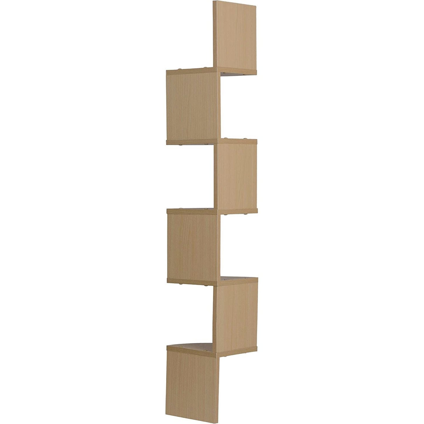Danya B XF11035BH Large Decorative 5-Tier Corner Floating Wall Mount Display Shelving Unit - Beech Veneer