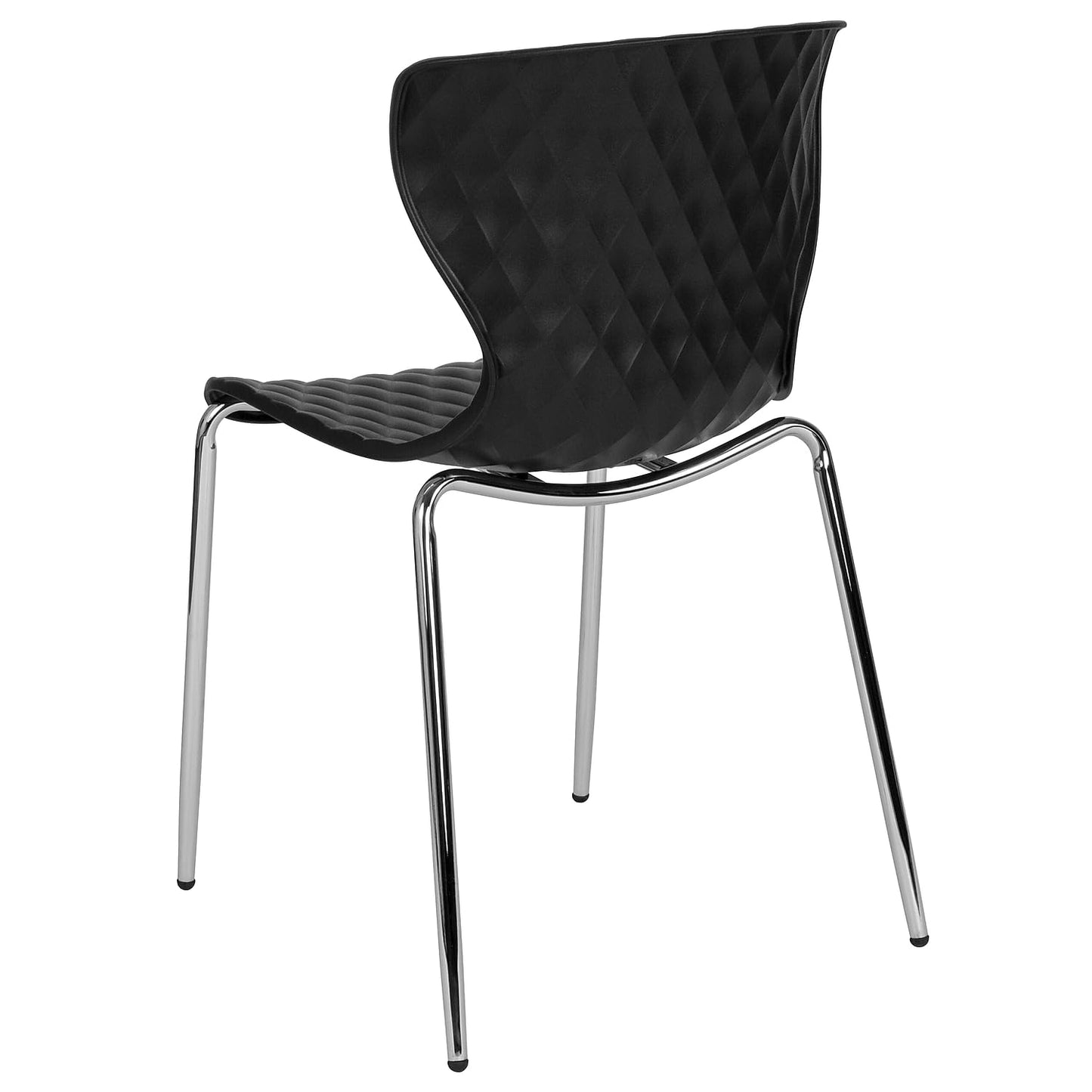 Flash Furniture Lowell Plastic Stacking Chairs for Waiting Rooms and Offices, Ergonomic Lobby Chairs with Patterned Back and Seat, Set of 4, Black