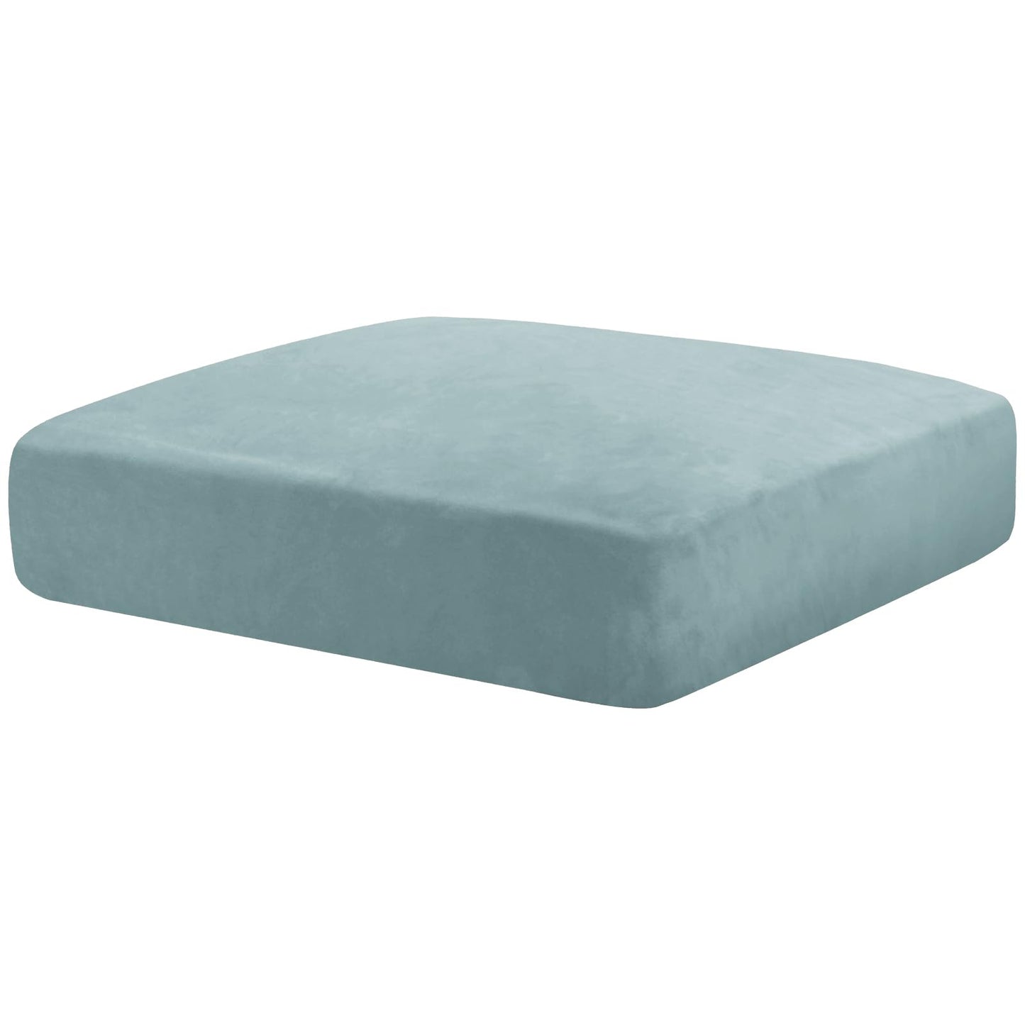 MAXIJIN Velvet Stretch Cushion Cover Fitted Couch Cushion Slipcovers 1 Pack Arm Chair Seat Cushion Cover for Individual Cushion Sofa Chair with Elastic Bottom (Chair Cushion, Dusty Blue)
