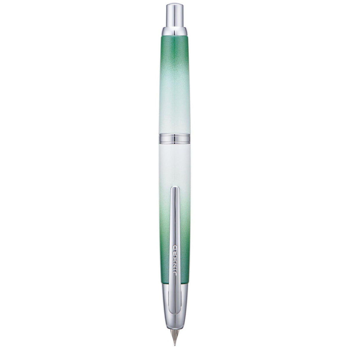 Jinhao 10 Press Fountain Pen with Box, Gradient Grass Green Retractable Extra Fine Nib with Ink Converter Set (Silver Clip)