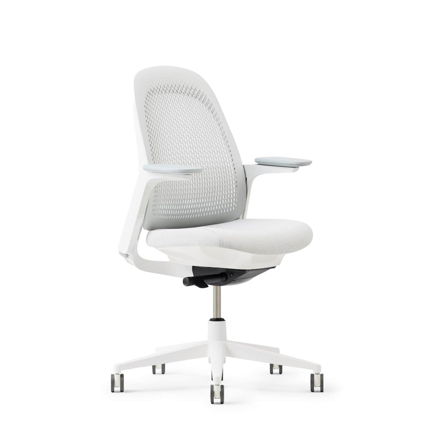 Haworth Breck Office Chair - Ergonomic Desk Seat with Height-Adjustable Lumbar Support, White Trim, Duo-Tone Hard Casters, and 4D-Arms (Lunar)