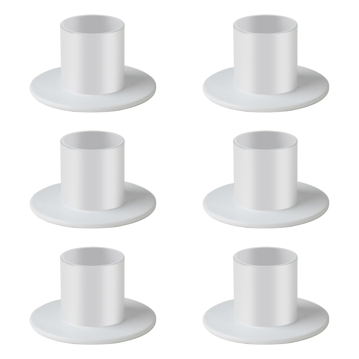 kehail Metal Taper Candle Holders Set - 2"×1" Elegant Candlestick Centerpieces for Table Decor, Wedding, Anniversary, Dinner Party (6, White)