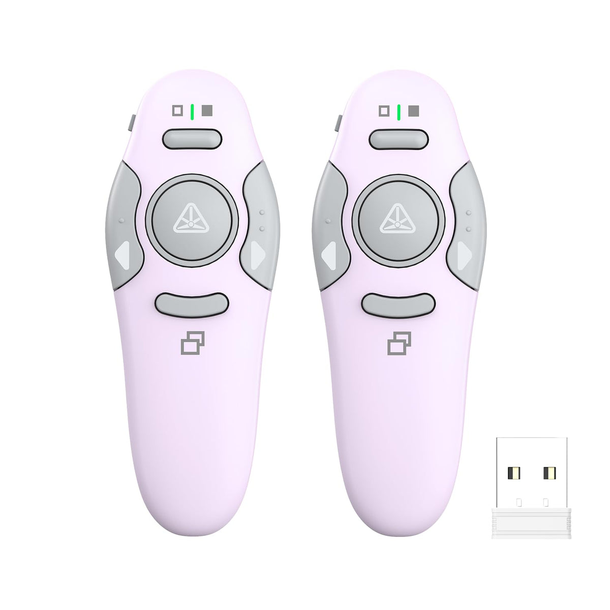 QUI 2 Pack Wireless Presenter PowerPoint Clicker, RF 2.4GHz USB Presentation Clicker for Google Slides, Keynote, Mac, Windows (USB, Purple)