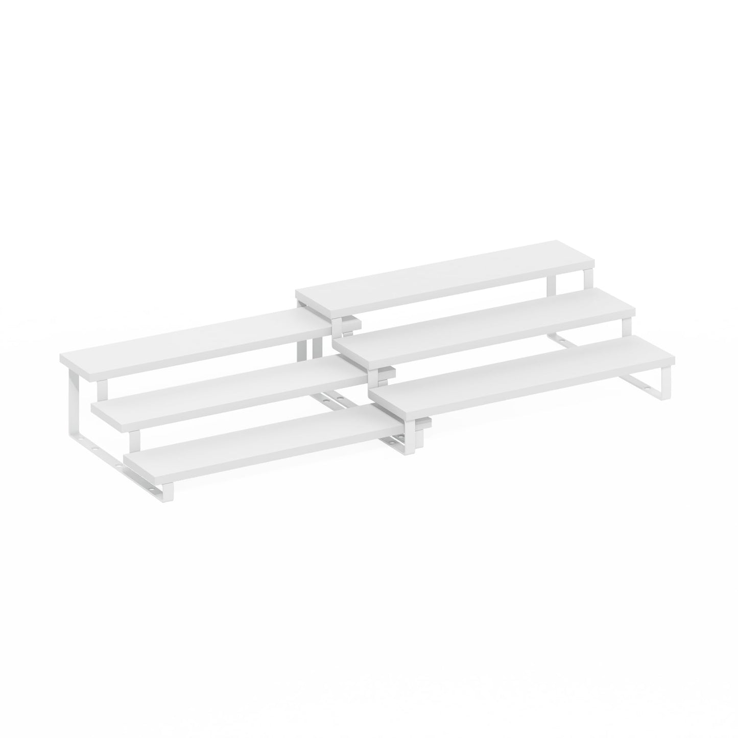 Furinno RAVEL Kitchen Countertop Organizer Set of 2, 3-Tier Nesting Metal Frame Counter Shelves, Kitchen Storage, Expandable, Spice Rack, for Pantry, Coffee Bar, White