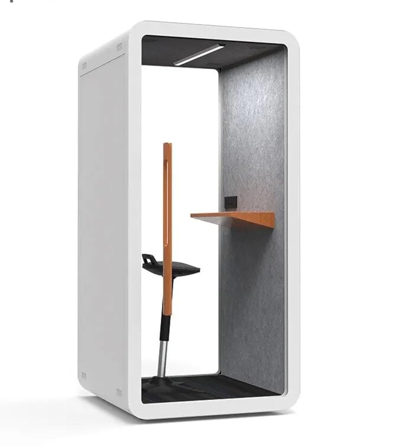 Electric Height Adjustable Office Pod Booth, Mobile Sound Proof Booth, Sound Pod with Wheels and Feet, Build-in Table Top, LED Lighting System, AC, USB Ports (White, W 40 x D 39 x H 91 Inch)