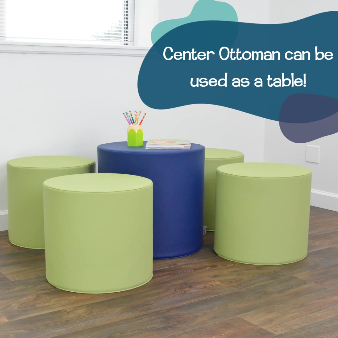 Children’s Factory, CF805-329TRQ, 5-Piece Tranquility Ottoman Set, Navy, Classroom or Daycare Furniture, Kids Preschool Reading Nook Flexible Seating