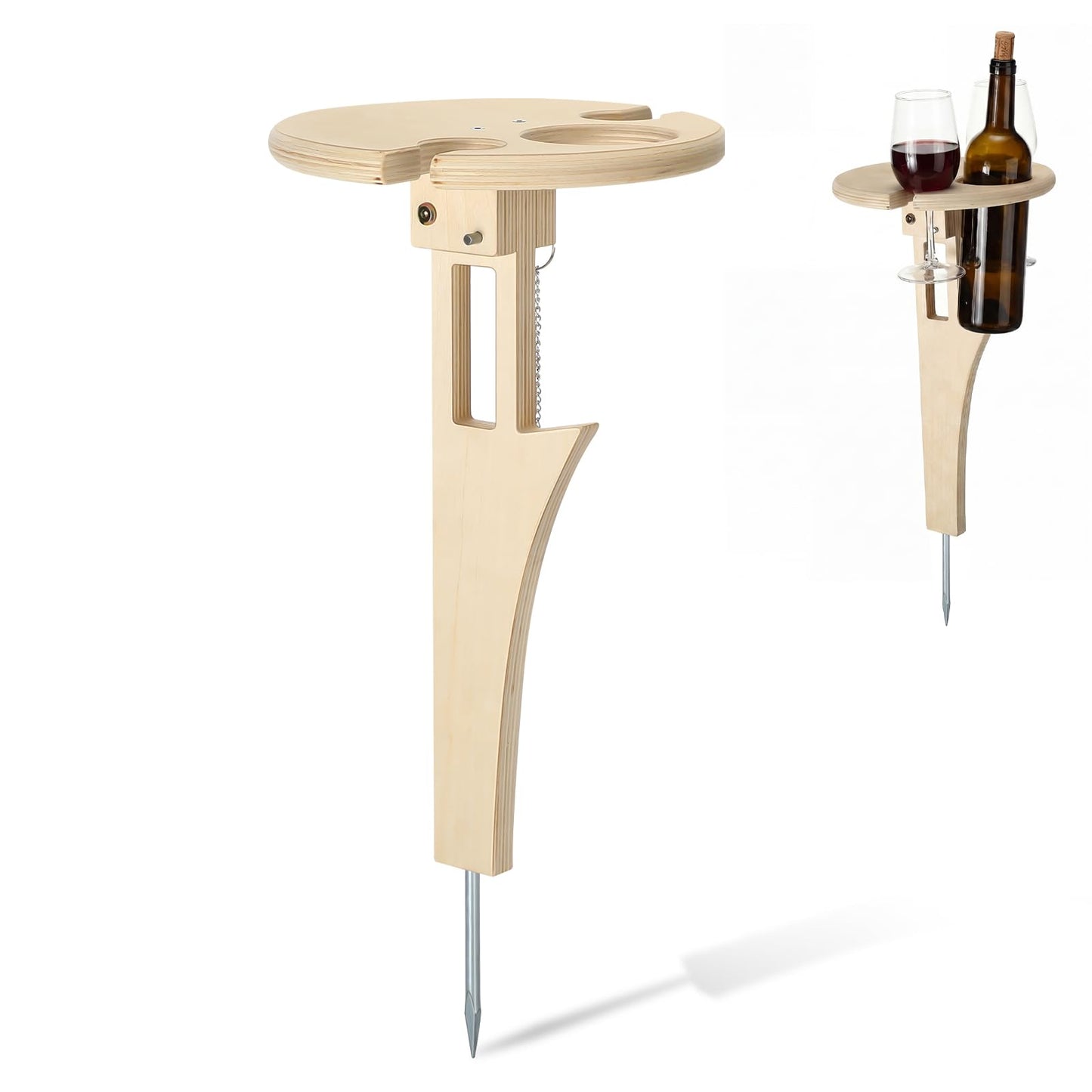 Amyhill Portable Folding Wine Table Picnic Beach Wine Table Outdoor Wooden Bottle Stand for 2 Glasses Handmade Rack Gift for Outdoor Camping Beach Barbecuing Picnic Essentials