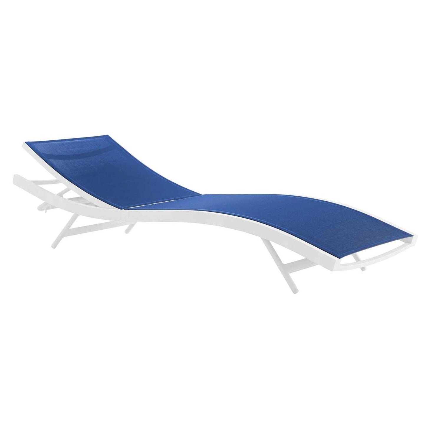 Modway Glimpse Outdoor Patio Mesh Chaise Lounge Set of 2 in White Navy