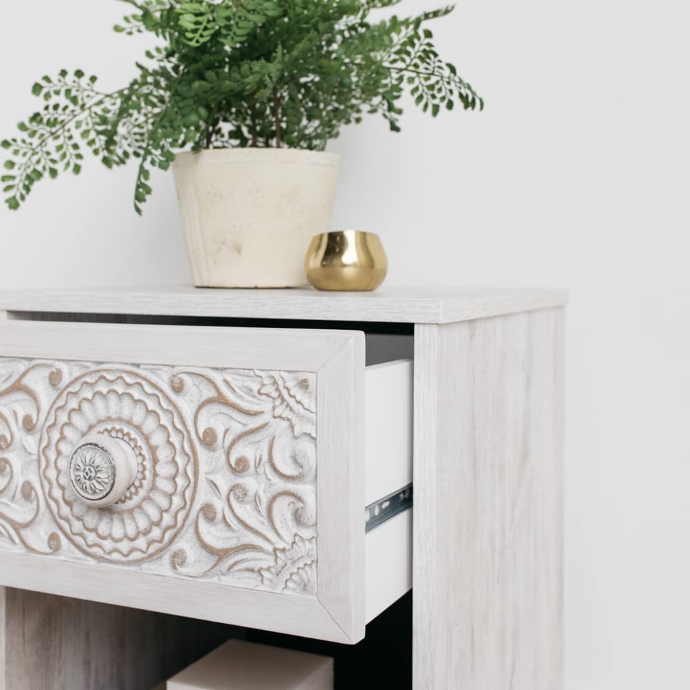 Signature Design by Ashley Paxberry Boho 1 Drawer Nightstand, Whitewash