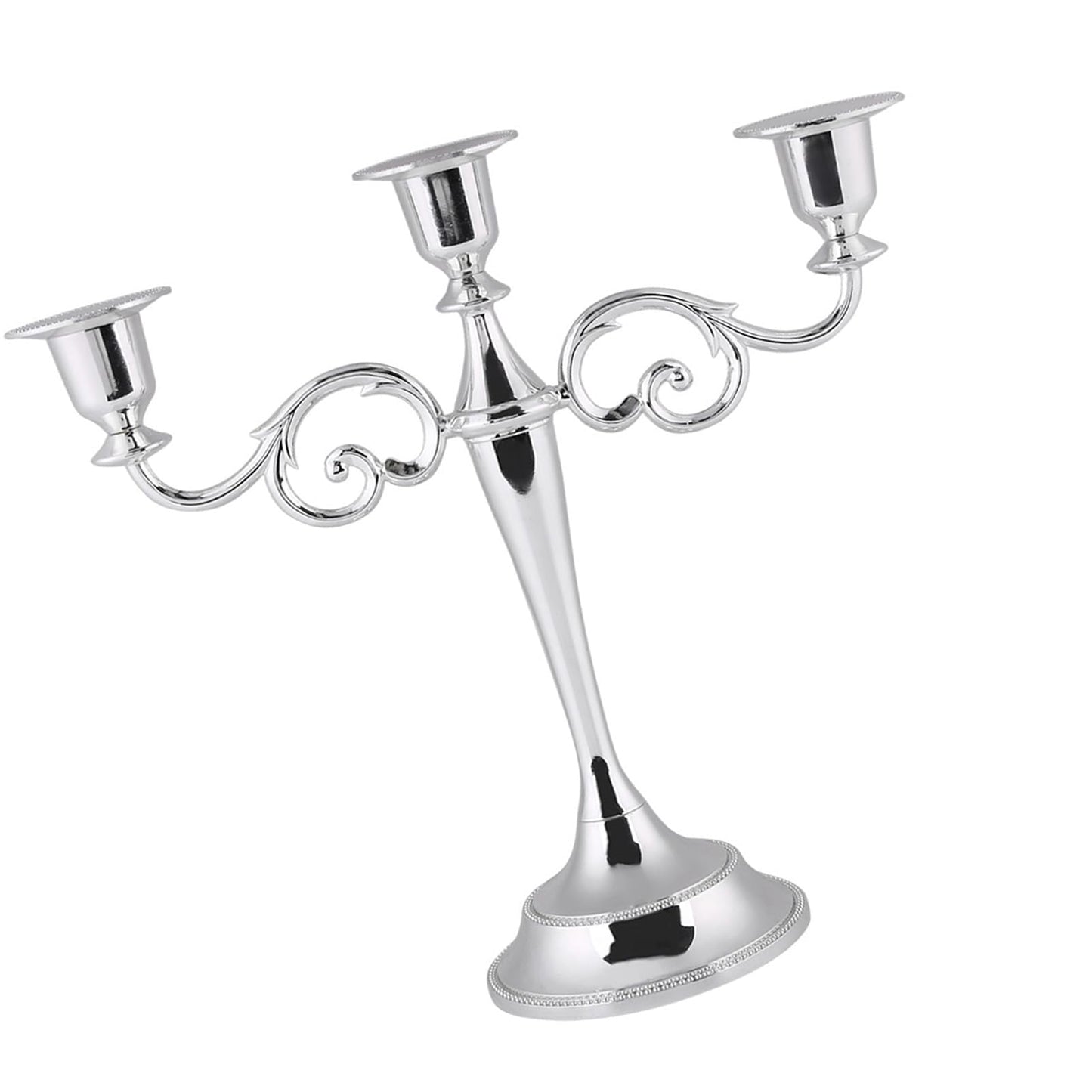 Sonew Premium 3 Arms Metal Candle Holder European Candelabra for Weddings & Home Decor (Silver)