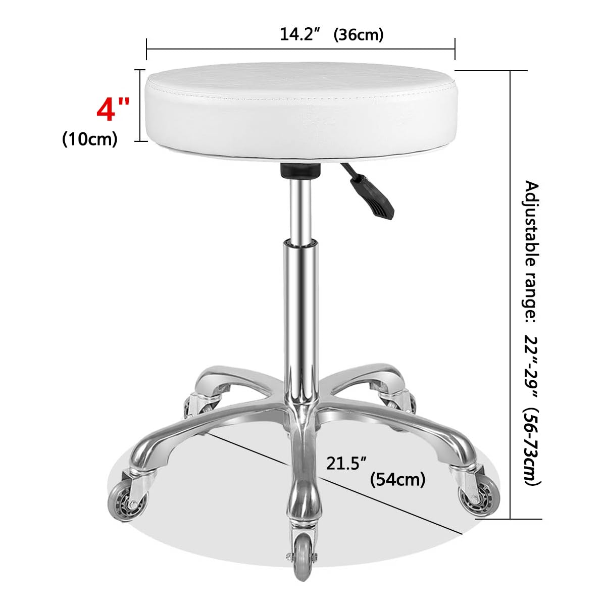 Ainilaily Rolling Stool with Wheels Adjustable Swivel Heavy Duty Hydraulic Stools Chair for Shop Guitar Lab Tattoo Workbench Medical (White)
