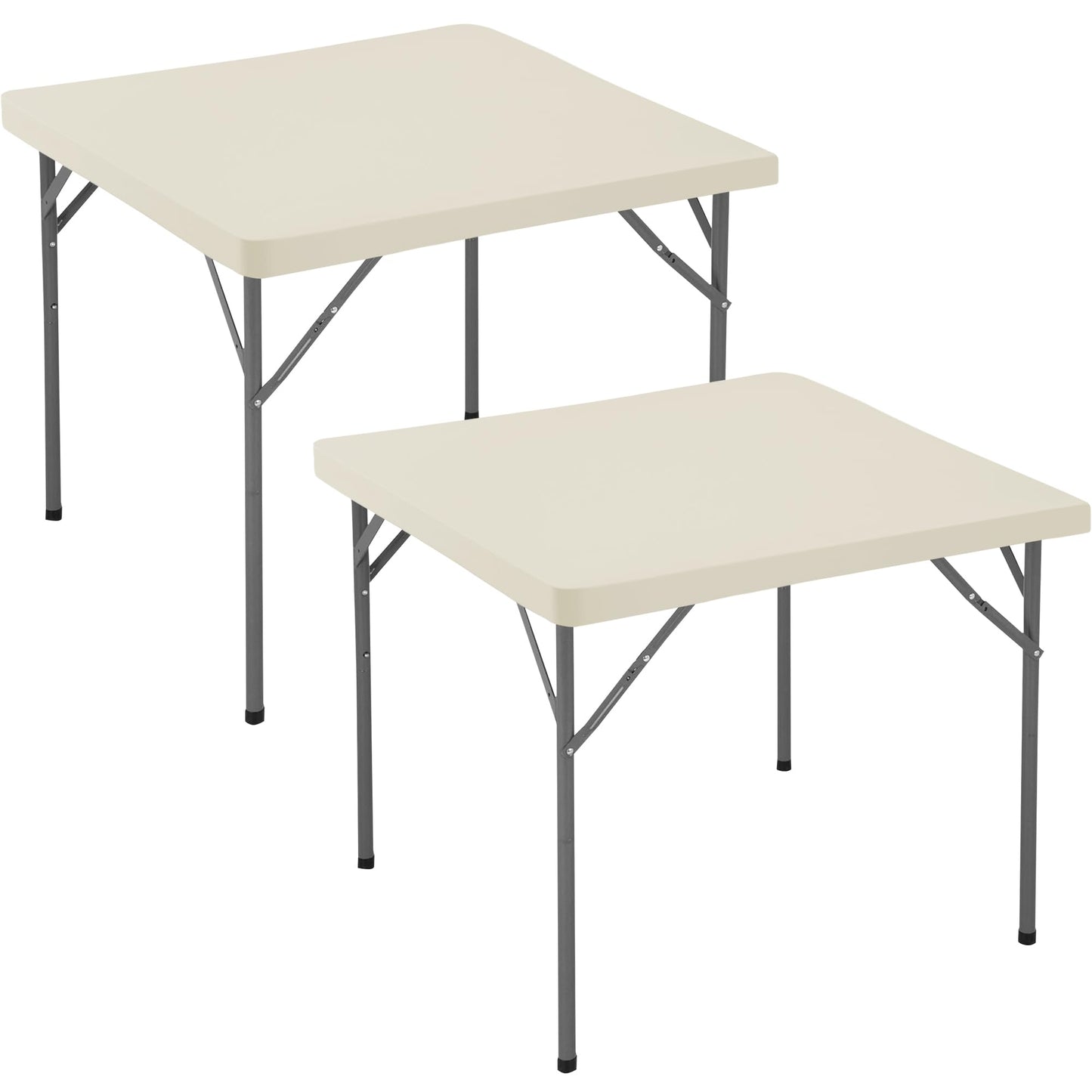 Enjoyidea Square Fitted Tablecloth 34x34 Inch-2 Pack Cream Elastic Spandex Table Cover-Small Stretch Card Folding Table Cloths Topper Cap for Kitchen Dining Picnic Patio Outdoor Party Tables