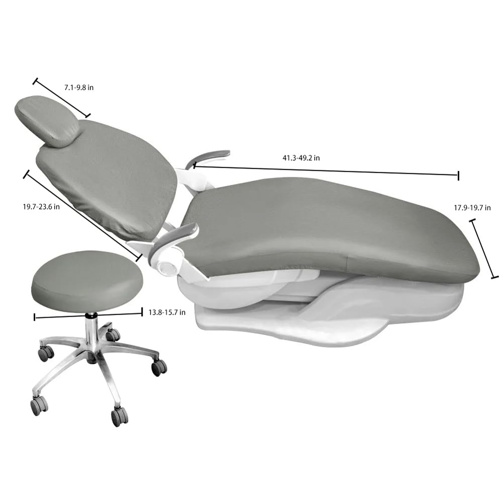 FRITKSP Dental Chair Covers Leather Waterproof Protection, PU Leather 4Pcs/Set Dental Chair Seat Cover (Black)
