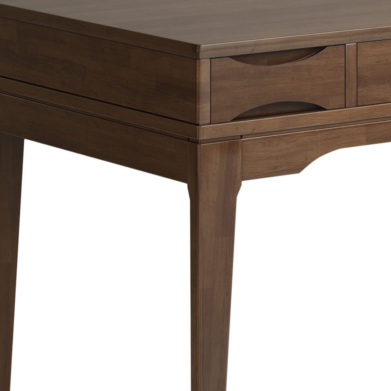 SIMPLIHOME Harper Small Desk - 48 Inch Wide Solid Hardwood Writing Desk in Walnut Brown, Mid-Century Modern Home Office Computer Table for Study with 2 Drawers and Flip-Down Keyboard Tray