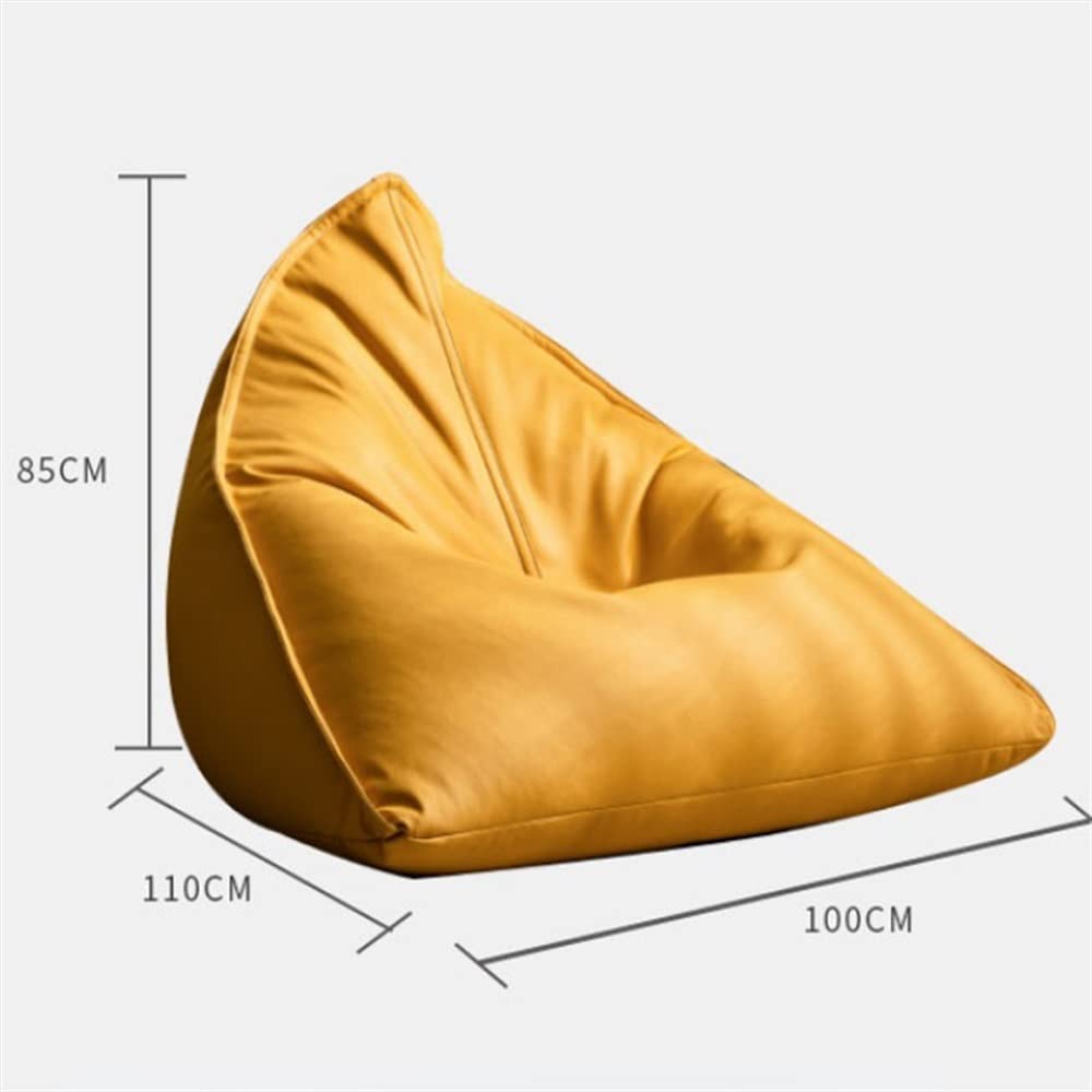 SXBCyan Big Luxury Triangle Pouf Cover Faux Leather Bean Bag Cover No Filler Floor Seat Beanbag Chair Pouf Ottoman Single Sofa Furniture (Color : Green, Size : Empty Pouf Cover)