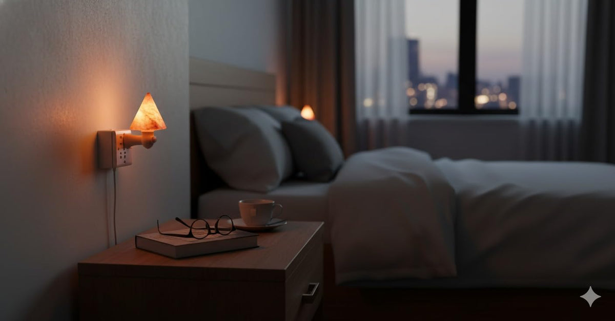 NatureBoost Himalayan Pink Salt Night Light Pyramid (3 Pack) Natural Crystal Plug-in Salt Lamp with Warm Amber Glow.