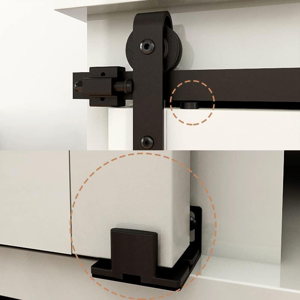 FLYVLIEG 2.5FT Super Mini Sliding Barn Door Hardware Kit for Single Door TV Stands Small Cabinets, J-Shaped Hanger (No Cabinet)