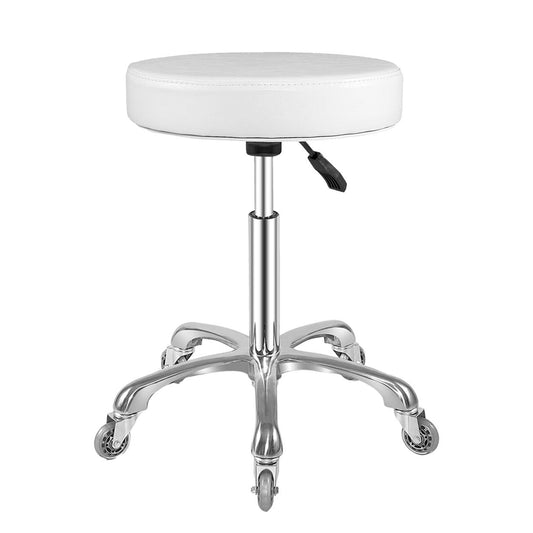 Ainilaily Rolling Stool with Wheels Adjustable Swivel Heavy Duty Hydraulic Stools Chair for Shop Guitar Lab Tattoo Workbench Medical (White)