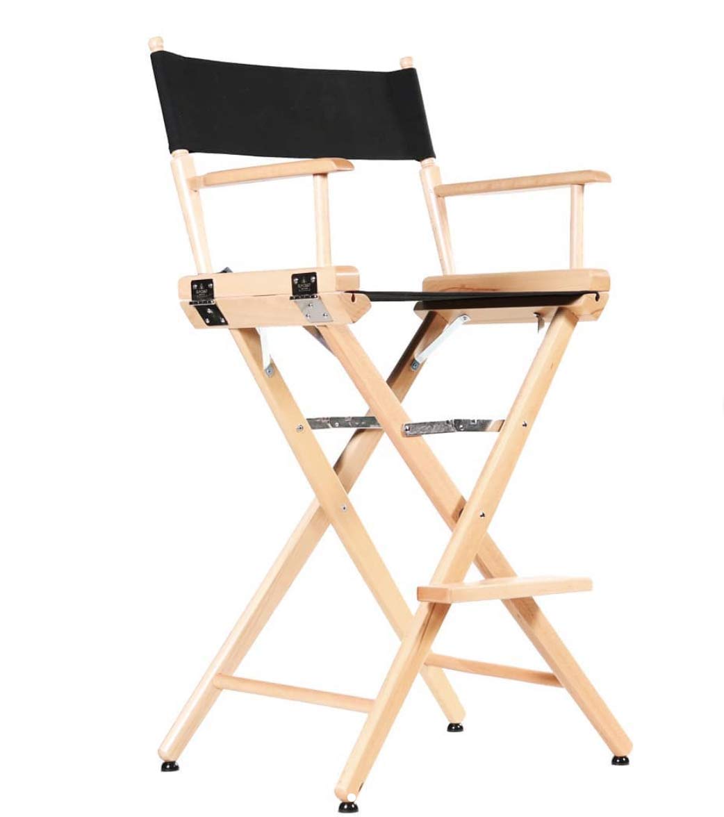 Filmcraft Professional Grade Studio Director's Chairs (30" Bar Height, Natural Finish, Black Nylon Canvas)