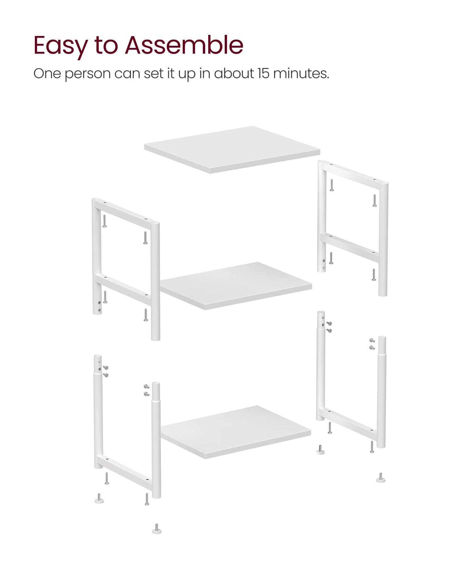 VASAGLE BARNET Collection - Side Table, Small End Table for Living Room, Modern Tall Nightstand, Bedroom, Office, Bathroom, Steel Frame, Cloud White ULET273W14