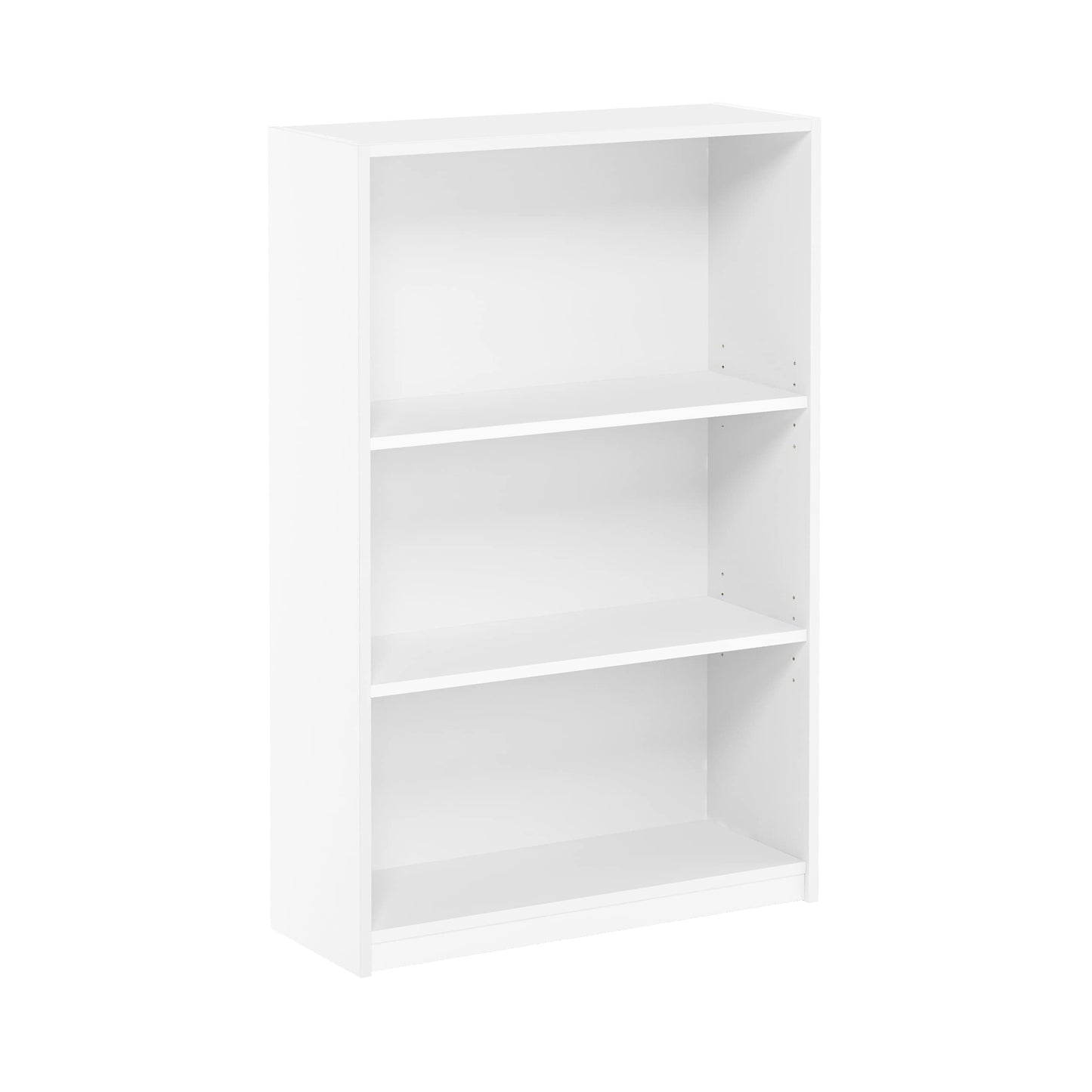 Furinno Jaya Book Shelf, 3-Tier Bookshelf, Bookcase with Adjustable Shelves, 9.5 x 24.5 x 40.3, for Organization and Storage, for Living Room, Bedroom, Home Office, White
