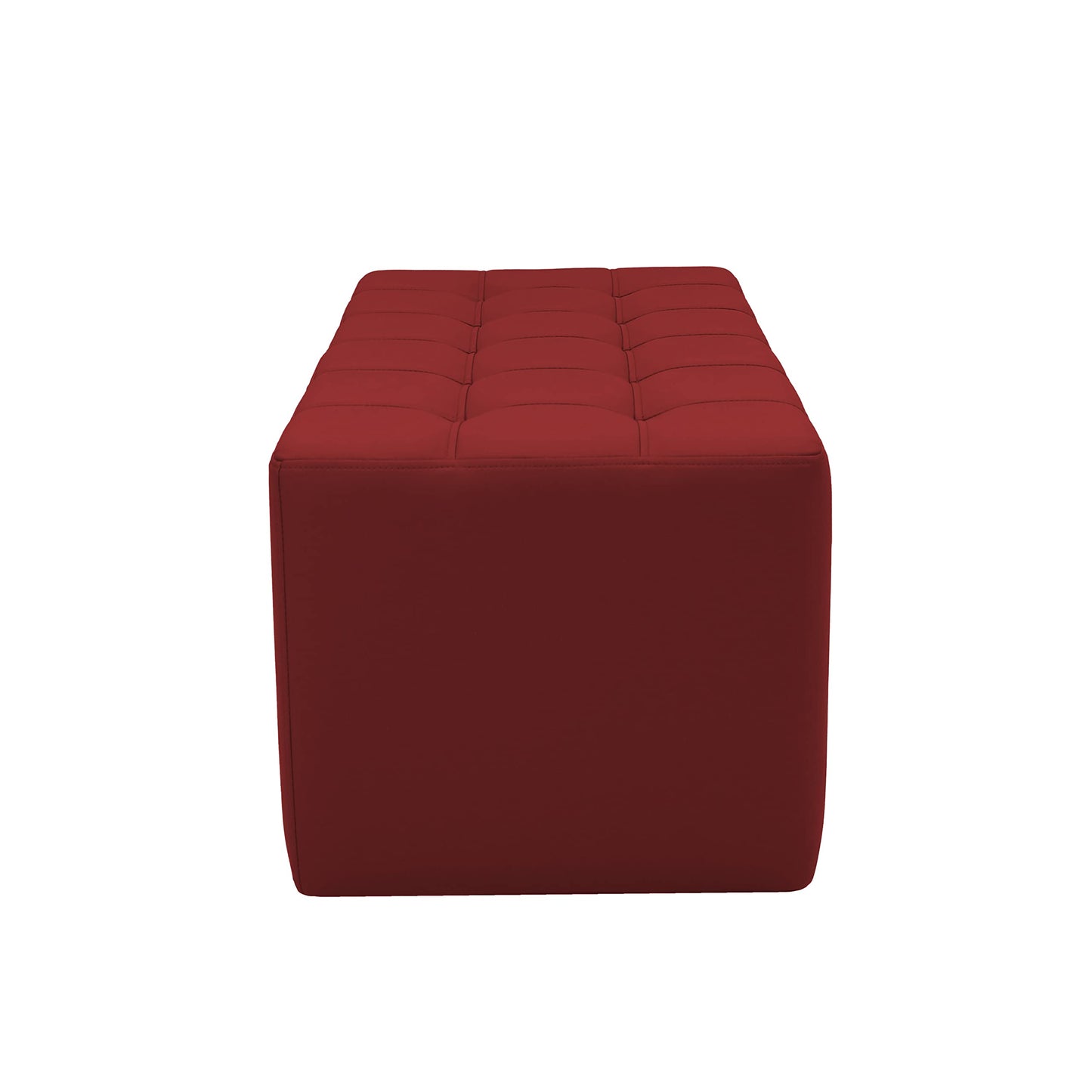 Factory Direct Partners Tufted Rectangle Accent Ottoman Bench Beautifully Upholstered Furniture for Modern Home, Office, Library or Waiting Area Seating, Footstool, Table Use - Crimson, 14046-186