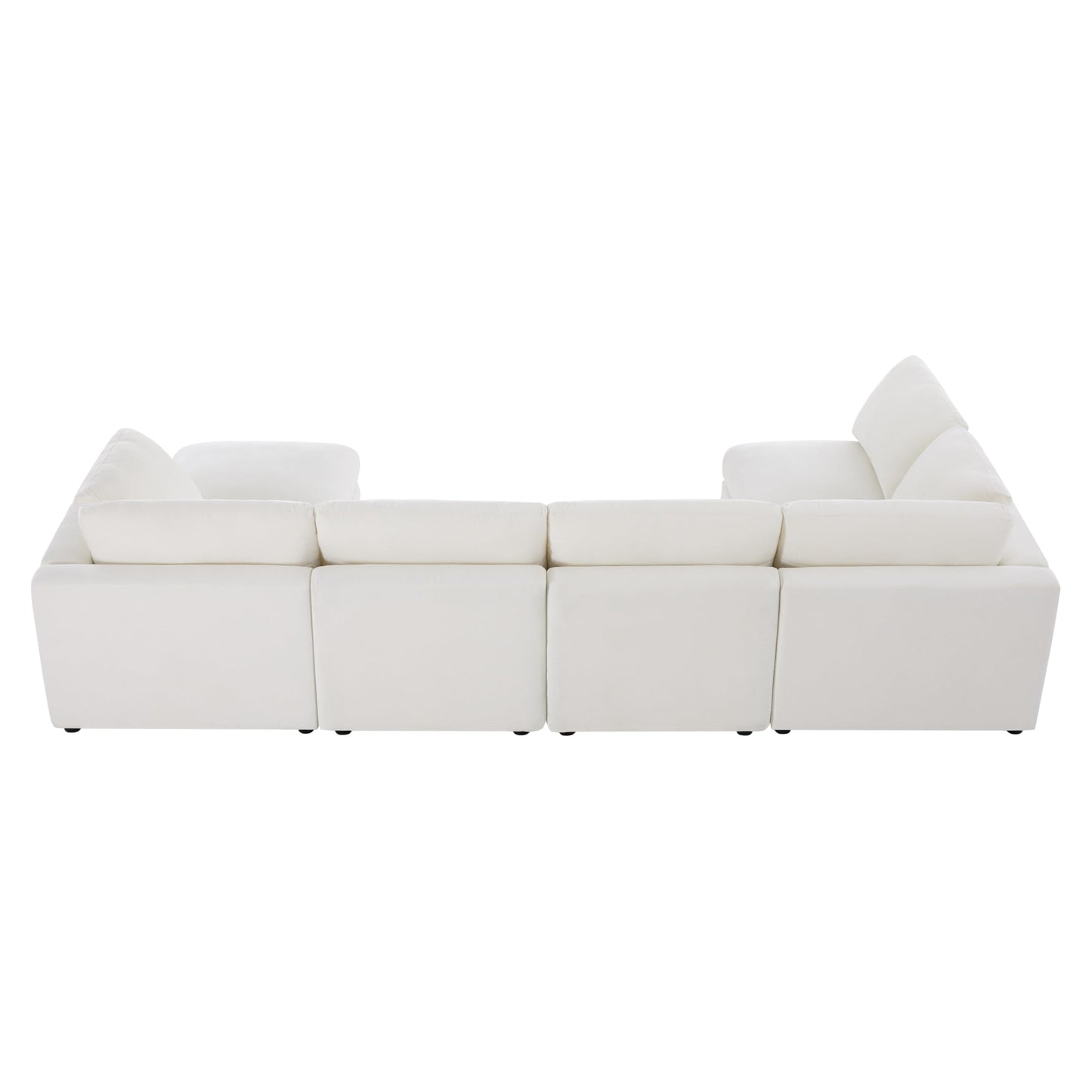 129-Inch U Shaped Sectional Cloud Couches with Movable Ottoman, Oversized Chenille Upholstered 6 Seat Modular Sofa Convertible Sleeper Couch for Living Room Office