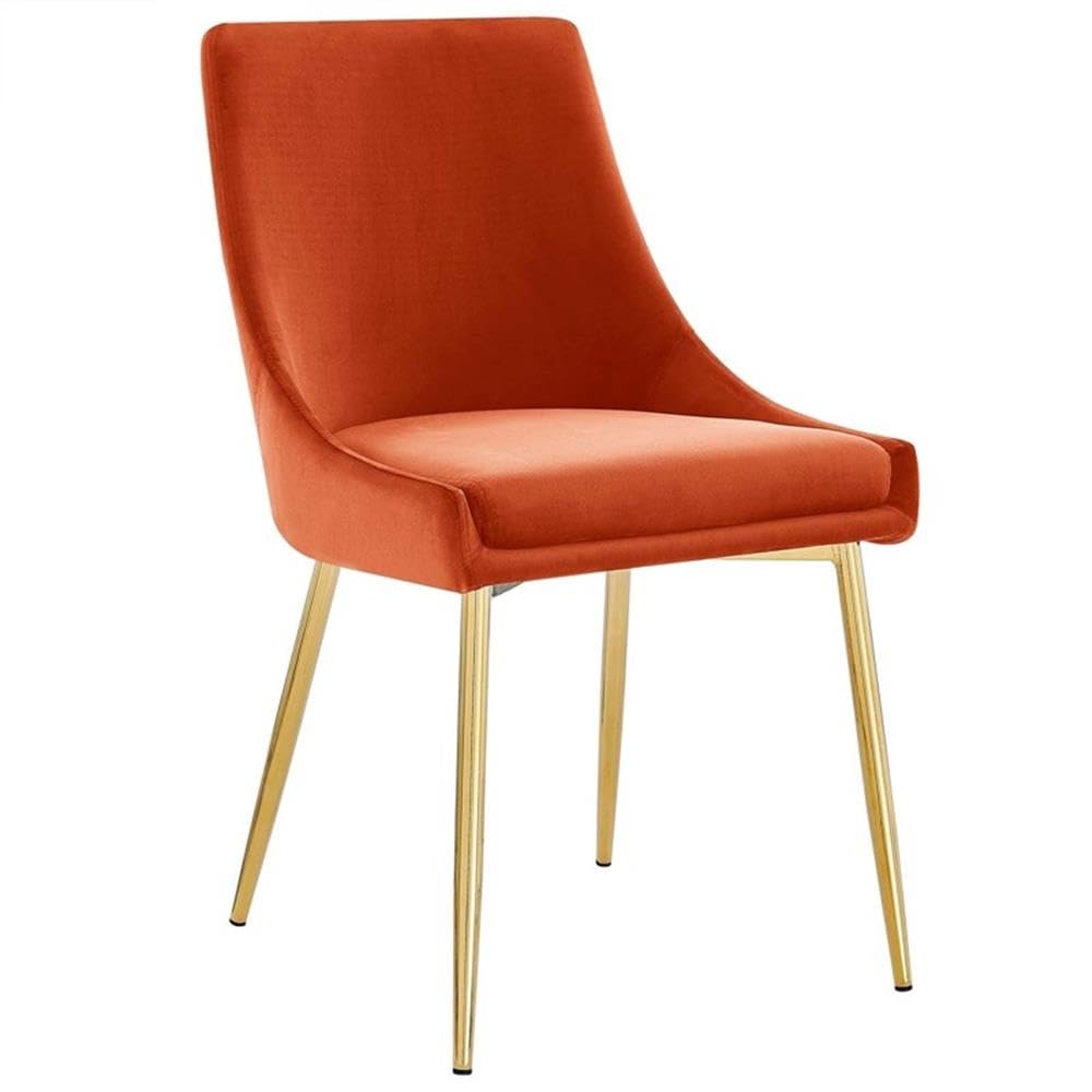 Modway Viscount Performance Velvet Upholstered Side Dining Chairs in Gold Orange - Set of 2