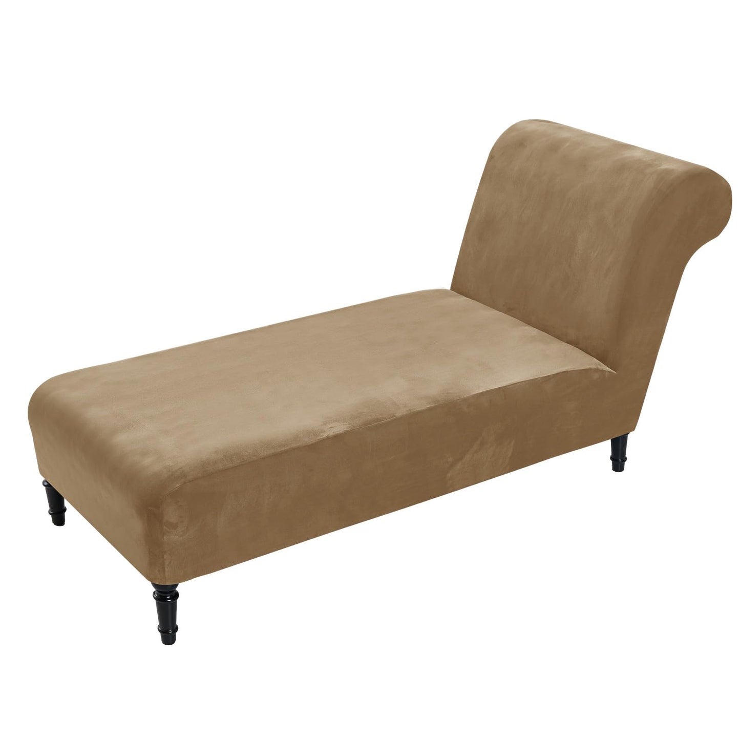 Velvet Chaise Lounge Cover Indoor Armless Chaise Slipcover Luxury High Stretch Ultra Soft Lounge Chair Covers Modern Machine Washable Chair Cover for Living Room Bedroom Furniture, Taupe
