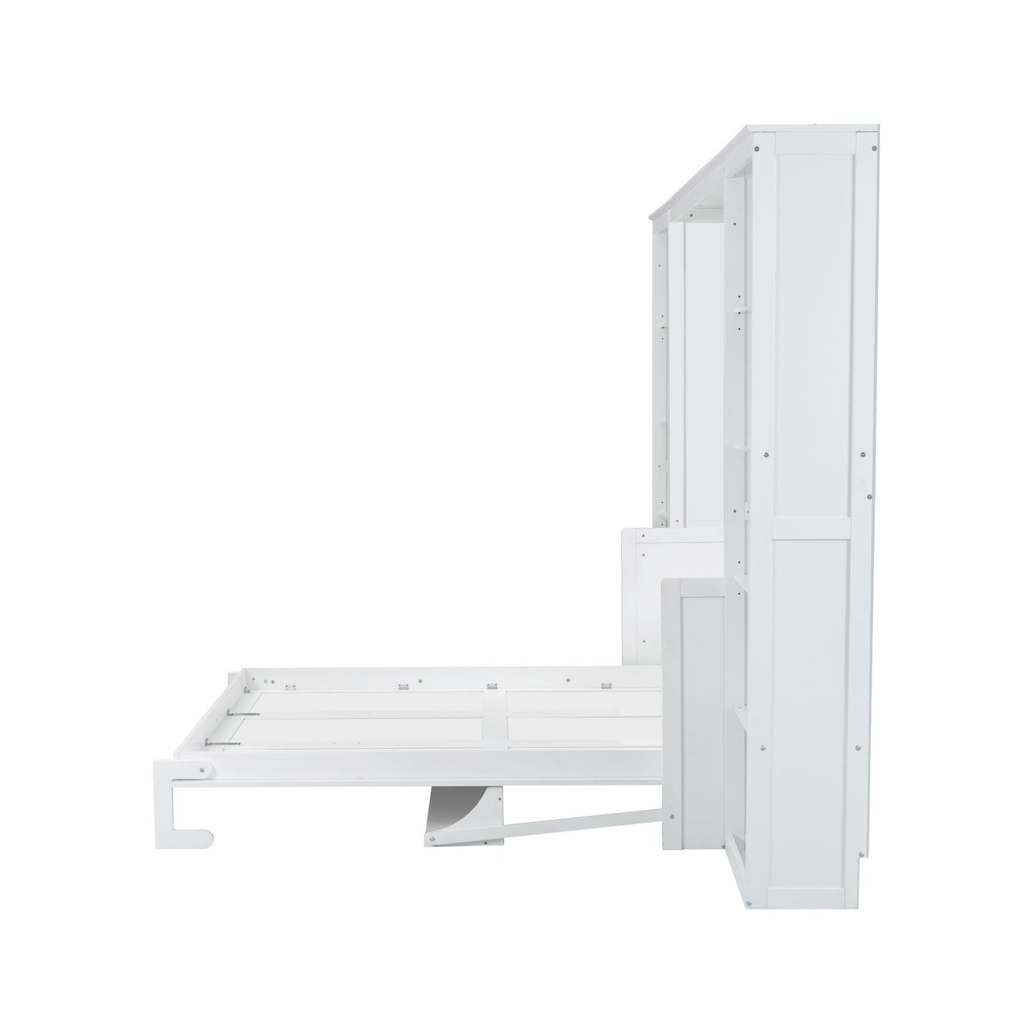 Vifya Queen Size Murphy Bed with Desk and Bookshelf, White