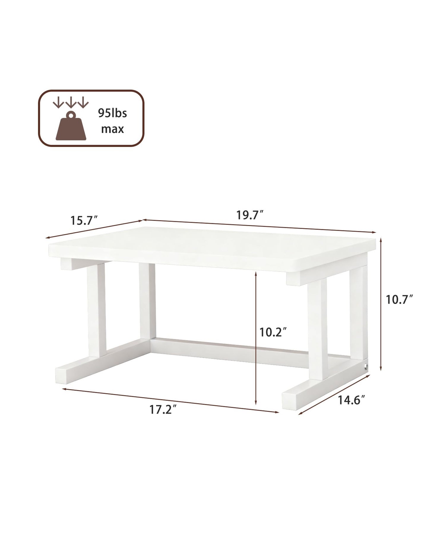 WRITECRY Desktop Printer Stand, 19.7″x 15.7″ 2-Tier Large Printer Shelf fit 3D Laser Printer/Scanner/Fax Machine, Industrial Storage Rack for Home Office Storage, White P5040-W