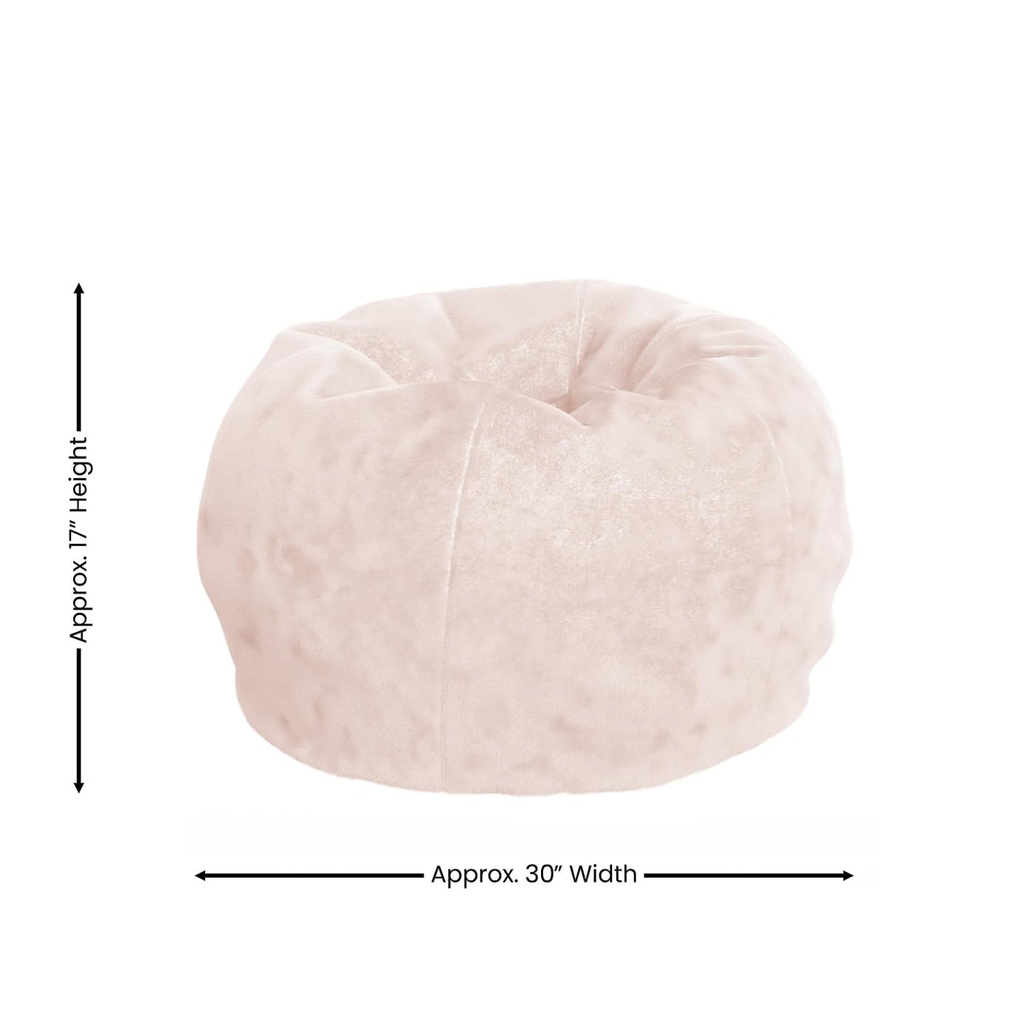 Flash Furniture Dillon Small Blush Furry Bean Bag Chair for Kids and Teens