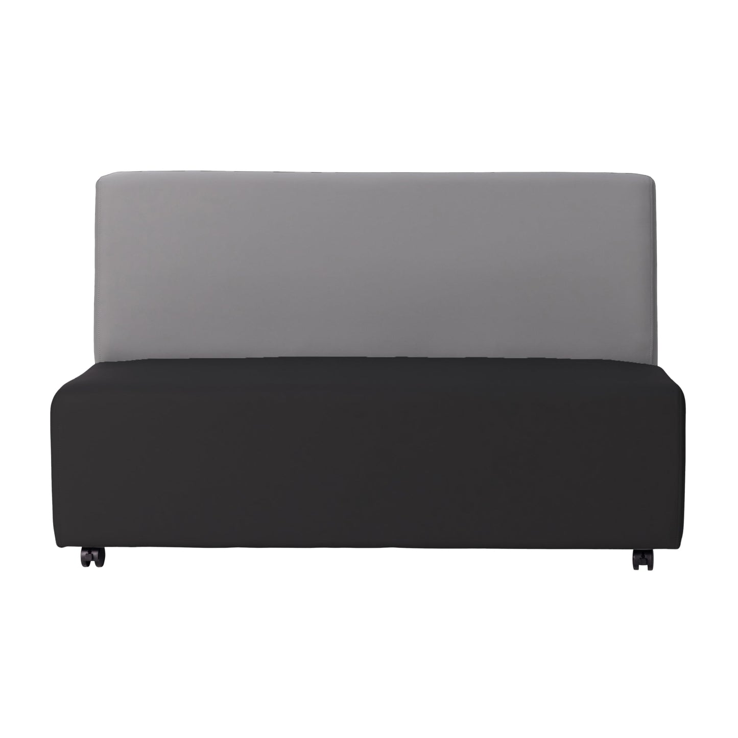 FDP Pro Series Upholstered Armless Mobile Sofa with Locking Casters for Portability Commercial Seating for Hotel Lobby, Office, Restaurant, Waiting Room, Home - Black/Gray