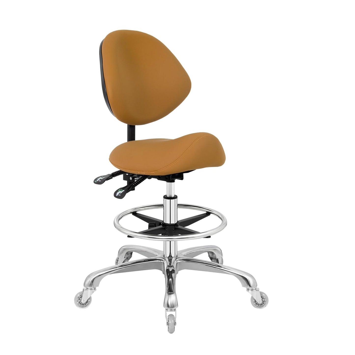 Nolasalon Saddle Stool Chair with Wheels,Ergonomic Swivel Rolling Height Adjustable for Salon Beauty Clinic Dentist Tattoo Home Office