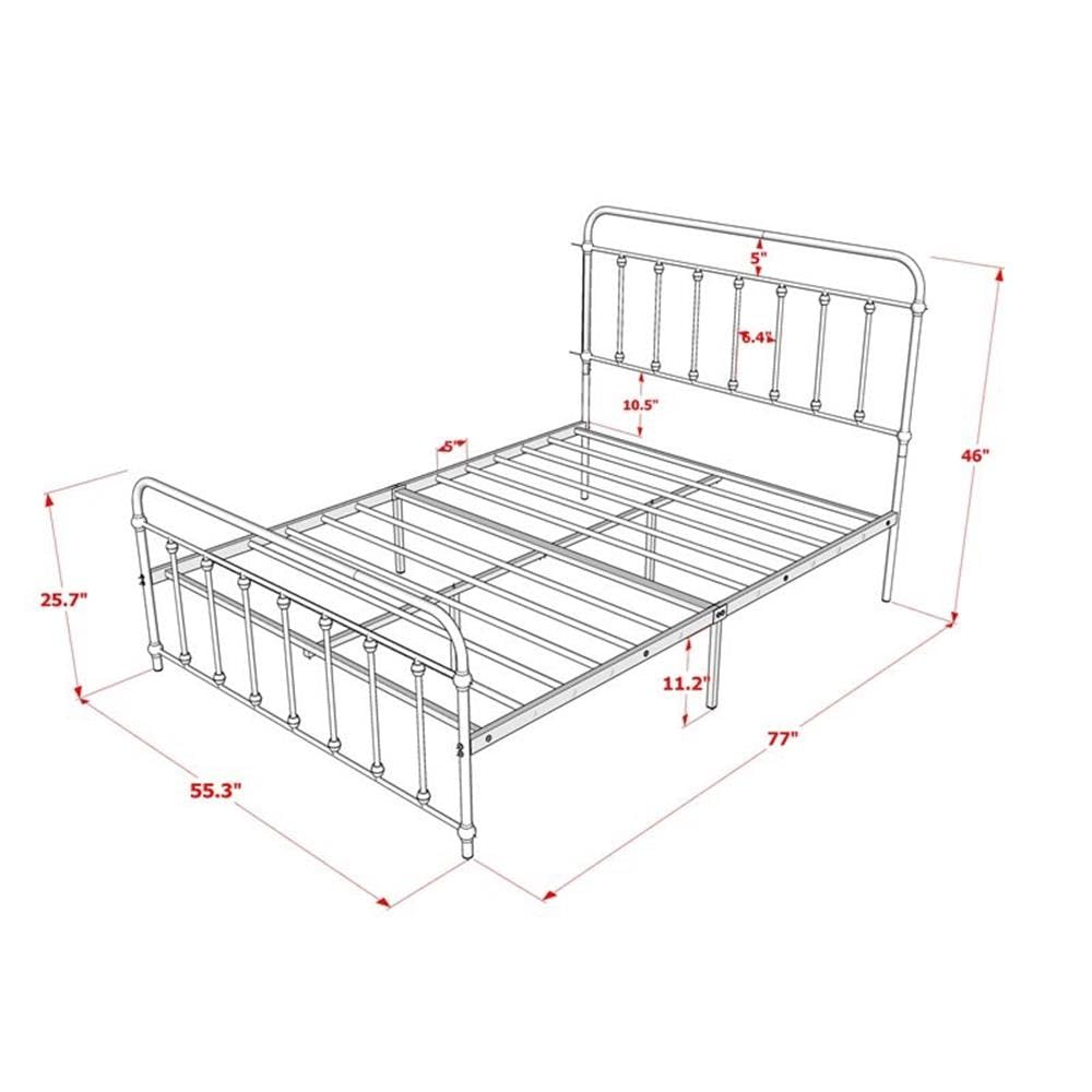 East West Furniture GDFBSIL Garland Full Bed Frame with 6 Metal Legs - Magnificent Bed Frame in Powder Coating Silver Color