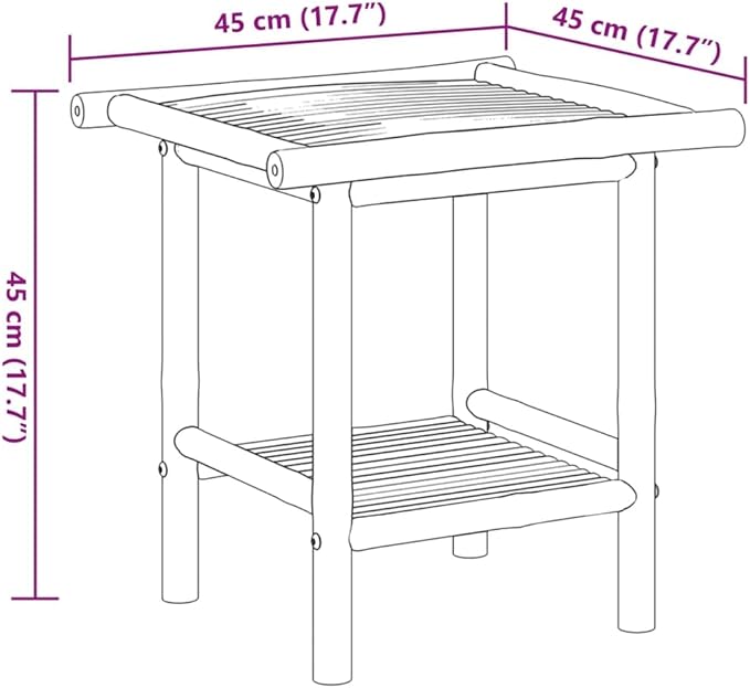 Bamboo Fiber Coffee Table with Storage Shelf, Eco-Friendly Modern Square Design